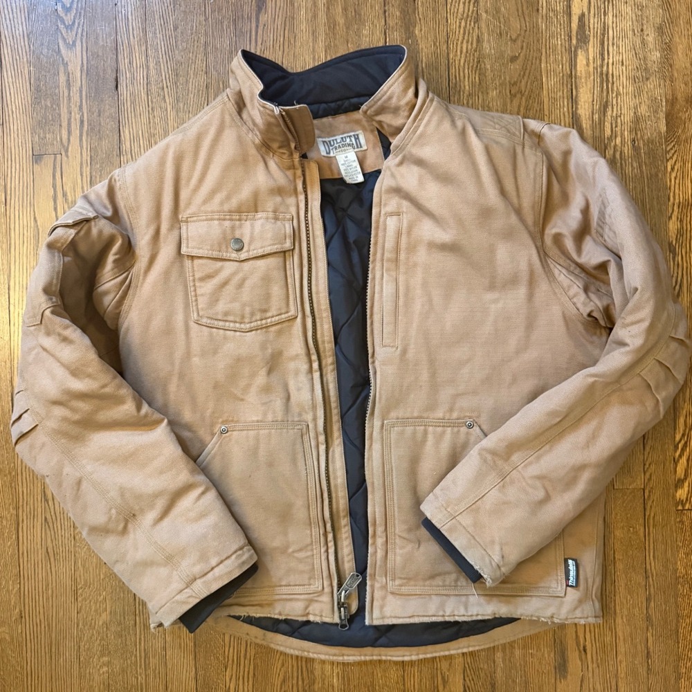 Duluth Trading Co Work Jacket Mens Med Canvas Thinsulate Coat Broken Zipper